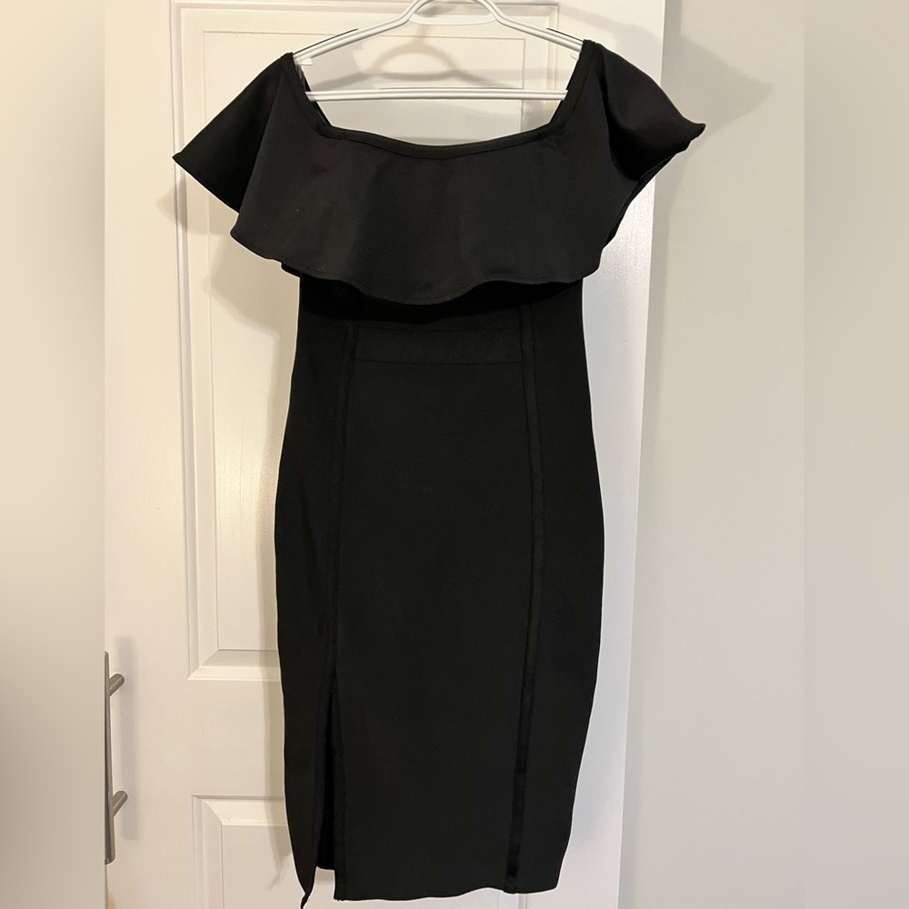 NWT Black Midi Off-Shoulder Bodycon Dress